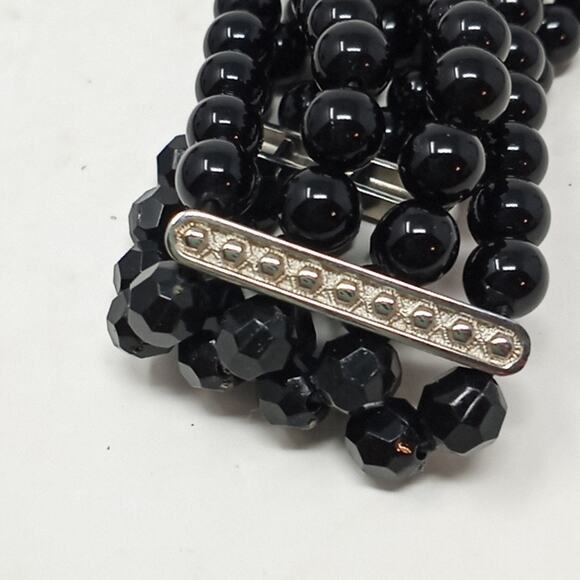 Avenue Womens Black 4 Strand Bead Bracelet Watch Mother of Pearl Face - Picture 6 of 10